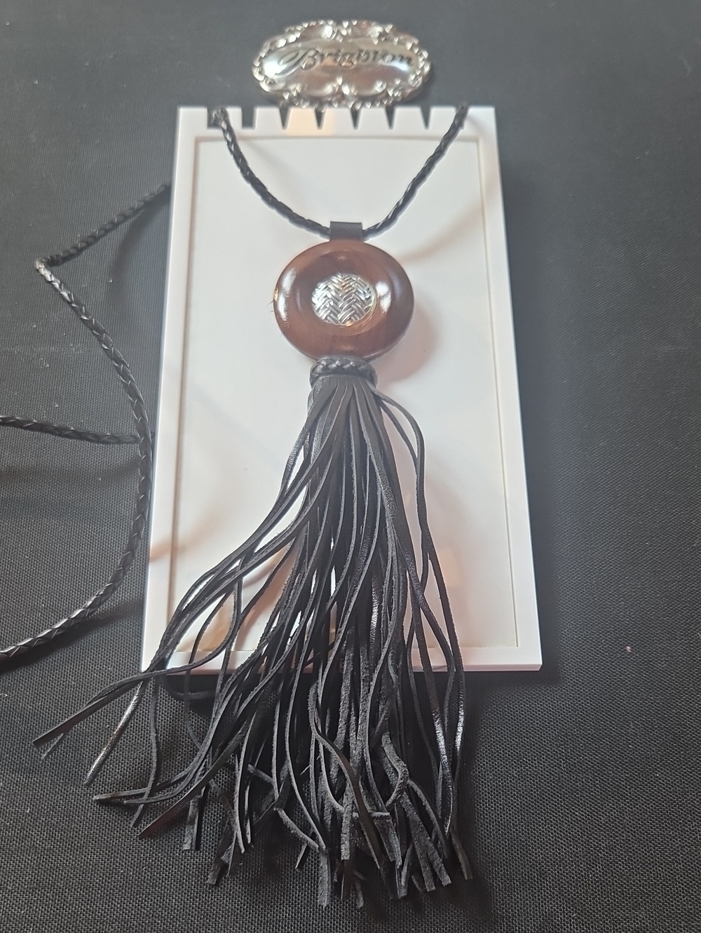 Brighton Black Tassel Pendant Necklace with Brown Accent